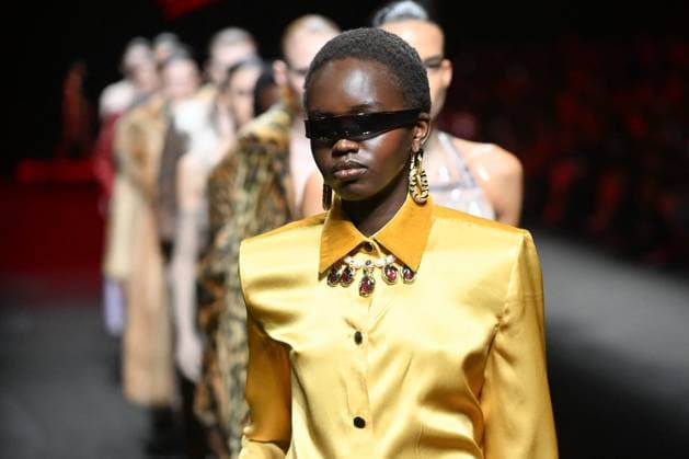 Milan, Milan Women s Fashion Week: Fall Winter 2025 - Roberto Cavalli Fashion Show - Catwalk Milan, Milan Women s Fashion Week: Fall Winter 2025 - Women s Fashion, Fall Winter 2025.- Roberto Cavalli fashion show - catwalk in the photo: model MILAN Italy  Copyright: xIPA ABACAx