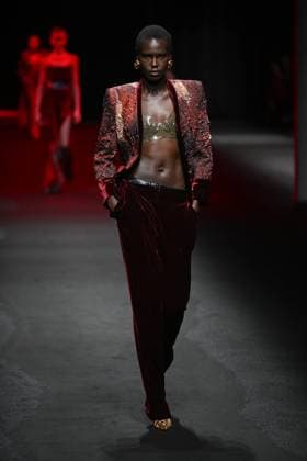Milan, Italy: Milan, Milan Women s Fashion Week: Fall Winter 2025 - Women s Fashion, Fall Winter 2025.- Roberto Cavalli fashion show - catwalk in the photo: model Milan Italy  - ZUMAp169 20250228_zea_p169_088 Copyright: xSimonaxChiocciax