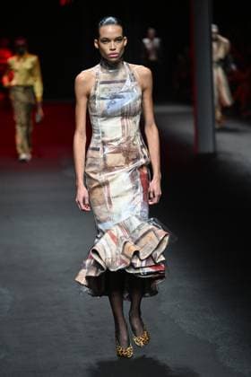 Milan, Italy: Milan, Milan Women s Fashion Week: Fall Winter 2025 - Women s Fashion, Fall Winter 2025.- Roberto Cavalli fashion show - catwalk in the photo: model Milan Italy  - ZUMAp169 20250228_zea_p169_022 Copyright: xSimonaxChiocciax