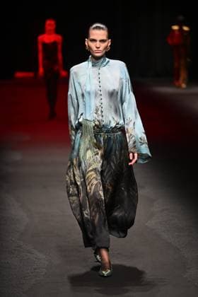 Milan, Italy: Milan, Milan Women s Fashion Week: Fall Winter 2025 - Women s Fashion, Fall Winter 2025.- Roberto Cavalli fashion show - catwalk in the photo: model Milan Italy  - ZUMAp169 20250228_zea_p169_042 Copyright: xSimonaxChiocciax