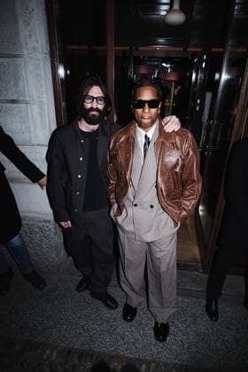Milan, Italy: Milan, Milan Women s Fashion Week: Fall Winter 2025 - Women s Fashion, Fall Winter 2025 - RayBan Party - Arrivals. In the photo: ASAP Rocky (American rapper and first Creative Director of Ray-Ban), Leonardo Maria Del Vecchio (Founder and Chairman of Luxottica and Executive Chairman of EssilorLuxottica) Milan Italy  - ZUMAp169 20250227_zea_p169_1363 Copyright: xAlessandroxBremecx