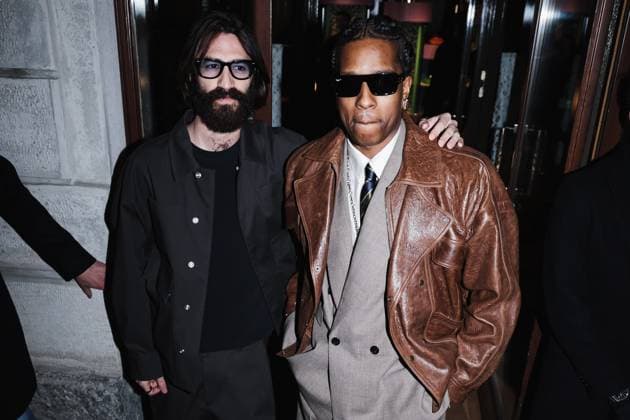 Milan, Italy: Milan, Milan Women s Fashion Week: Fall Winter 2025 - Women s Fashion, Fall Winter 2025 - RayBan Party - Arrivals. In the photo: ASAP Rocky (American rapper and first Creative Director of Ray-Ban), Leonardo Maria Del Vecchio (Founder and Chairman of Luxottica and Executive Chairman of EssilorLuxottica) Milan Italy  - ZUMAp169 20250227_zea_p169_1364 Copyright: xAlessandroxBremecx