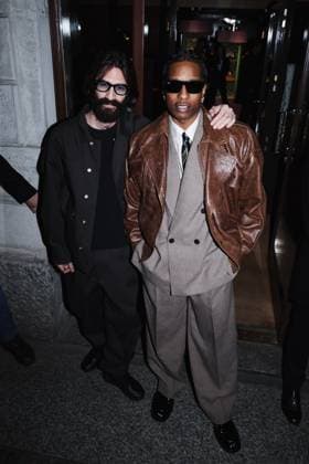 Milan, Italy: Milan, Milan Women s Fashion Week: Fall Winter 2025 - Women s Fashion, Fall Winter 2025 - RayBan Party - Arrivals. In the photo: ASAP Rocky (American rapper and first Creative Director of Ray-Ban), Leonardo Maria Del Vecchio (Founder and Chairman of Luxottica and Executive Chairman of EssilorLuxottica) Milan Italy  - ZUMAp169 20250227_zea_p169_1368 Copyright: xAlessandroxBremecx