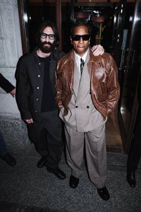 Milan, Italy: Milan, Milan Women s Fashion Week: Fall Winter 2025 - Women s Fashion, Fall Winter 2025 - RayBan Party - Arrivals. In the photo: ASAP Rocky (American rapper and first Creative Director of Ray-Ban), Leonardo Maria Del Vecchio (Founder and Chairman of Luxottica and Executive Chairman of EssilorLuxottica) Milan Italy  - ZUMAp169 20250227_zea_p169_1369 Copyright: xAlessandroxBremecx