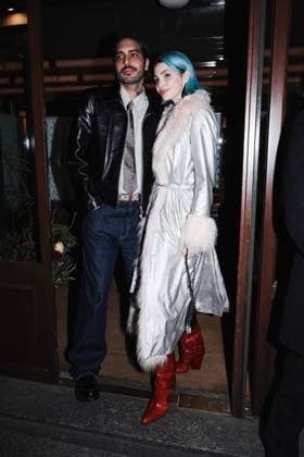 Milan, Milan Women s Fashion Week: Fall Winter 2025 - Ray-Ban Party - Arrivals - Arrivals Milan, Milan Women s Fashion Week: Fall Winter 2025 - Women s Fashion, Fall Winter 2025 - RayBan Party - Arrivals. In the photo: Rose Villain (Singer), Andrea Ferrara (Sixpm, Italian Record Producer) Milan Italy  Copyright: xIPA ABACAx