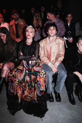 Milan, Milan Women s Fashion Week: Fall Winter 2025 - Women s Fashion, Fall Winter 2025 - Etro Fashion Show - Front Row Guests. In the photo: Serena Brancale (Singer), Rkomi (Rapper)  Copyright: xAlessandroxBremecx xipa-agency.netx xx IPA_Agency_IPA54671934