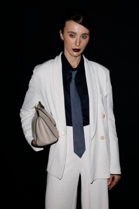 MFW - Emporio Armani Photocall Mary Leest attends Emporio Armani’s fashion show during the Milan Fashion Week - Womenswear Fall Winter 2025 2026 on February 27, 2025 in Milan, Italy. Photo by Marco Piovanotto ABACAPRESS.COM Milan Italy  Copyright: xPiovanottoxMarco ABACAx