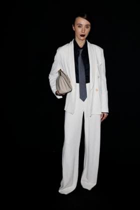 MFW - Emporio Armani Photocall Mary Leest attends Emporio Armani’s fashion show during the Milan Fashion Week - Womenswear Fall Winter 2025 2026 on February 27, 2025 in Milan, Italy. Photo by Marco Piovanotto ABACAPRESS.COM Milan Italy  Copyright: xPiovanottoxMarco ABACAx
