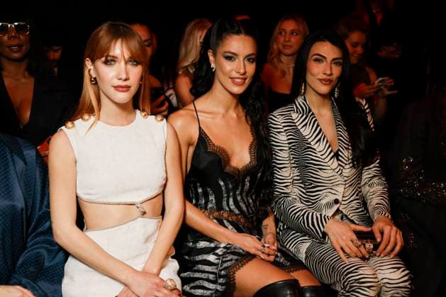 MFW - Roberto Cavalli Front Row MILAN, ITALY - FEBRUARY 27: Desiree Popper, Ludovica Coscione, Giulia Salemi attend Roberto Cavalli’s fashion show during the Milan Fashion Week - Womenswear Fall Winter 2025 2026 on February 27, 2025 in Milan, Italy. Photo by Marco Piovanotto ABACAPRESS.COM Milan Italy  Copyright: xPiovanottoxMarco ABACAx