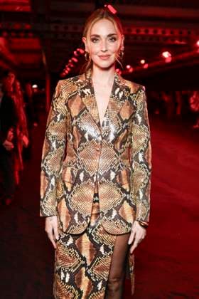 MFW - Roberto Cavalli Front Row MILAN, ITALY - FEBRUARY 27: Chiara Ferragni attends Roberto Cavalli’s fashion show during the Milan Fashion Week - Womenswear Fall Winter 2025 2026 on February 27, 2025 in Milan, Italy. Photo by Marco Piovanotto ABACAPRESS.COM Milan Italy  Copyright: xPiovanottoxMarco ABACAx