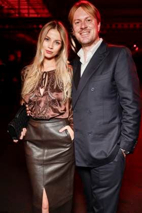 MFW - Roberto Cavalli Front Row MILAN, ITALY - FEBRUARY 27: Simona Jakstaite, Christopher Aleo attend Roberto Cavalli’s fashion show during the Milan Fashion Week - Womenswear Fall Winter 2025 2026 on February 27, 2025 in Milan, Italy. Photo by Marco Piovanotto ABACAPRESS.COM Milan Italy  Copyright: xPiovanottoxMarco ABACAx