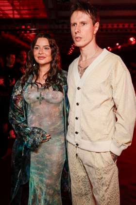 MFW - Roberto Cavalli Front Row MILAN, ITALY - FEBRUARY 27: Veronica Ferraro, Davide Simonetta attends Roberto Cavalli’s fashion show during the Milan Fashion Week - Womenswear Fall Winter 2025 2026 on February 27, 2025 in Milan, Italy. Photo by Marco Piovanotto ABACAPRESS.COM Milan Italy  Copyright: xPiovanottoxMarco ABACAx