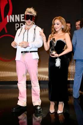 Ski Aggu and Ayliva at the 16 German Music Authors Prize of GEMA 2025 at The Ritz Carlton Hotel Berlin, 27 02 2025 Foto:xN.xKubelkax xFuturexImagex musikautorenpreis_5326
