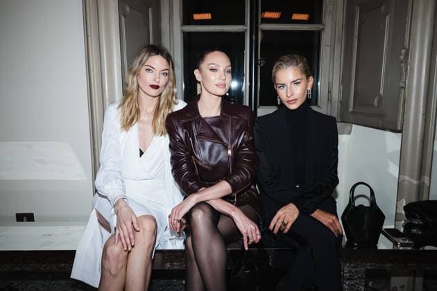 Milan, Milan Women s Fashion Week: Fall Winter 2025 - Women s Fashion, Fall Winter 2025 - Elisabetta Franchi Show - Front Row Guests. In the photo: Caroline Caro Daur (Influencer), Martha Hunt (Supermodel), Candice Swanepoel (Supermodel)  Copyright: xAlessandroxBremecx xipa-agency.netx xx IPA_Agency_IPA54713312