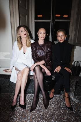 Milan, Milan Women s Fashion Week: Fall Winter 2025 - Women s Fashion, Fall Winter 2025 - Elisabetta Franchi Show - Front Row Guests. In the photo: Caroline Caro Daur (Influencer), Martha Hunt (Supermodel), Candice Swanepoel (Supermodel)  Copyright: xAlessandroxBremecx xipa-agency.netx xx IPA_Agency_IPA54713314