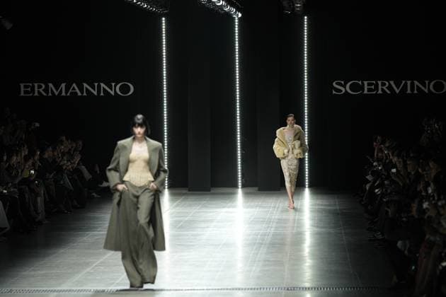 Milan, Italy: Milan, Milan Women s Fashion Week: Fall Winter 2025 26 - Women s Fashion, Fall Winter 2025 26 - Ermanno Scervino fashion show - fashion show in the photo: Model Milan Italy  - ZUMAp169 20250301_zea_p169_230 Copyright: xRiccardoxGIordanox