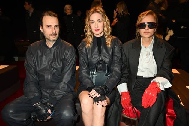 Milan, Milan Women s Fashion Week: Fall Winter 2025 - Women s Fashion, Fall Winter 2025.- Ferrari fashion show - catwalk. in the photo: Matteo Ceccarini, Eva Riccobono, Valeria Golino  Copyright: xSimonaxChiocciax xipa-agency.netx xSimonaxChiocciax IPA_Agency_IPA54734737