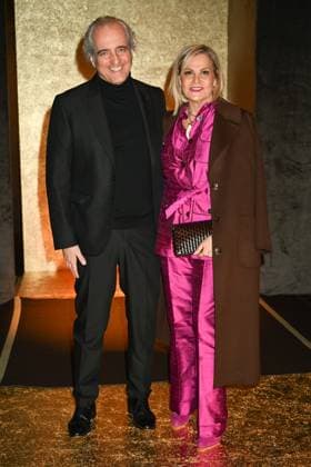 Milan, Milan Women s Fashion Week: Fall Winter 2025 - Women s Fashion, Fall Winter 2025.- Luisa Spagnoli fashion show - guests. in the photo: Simona Ventura, Giovanni Terzi  Copyright: xSimonaxChiocciax xipa-agency.netx xSimonaxChiocciax IPA_Agency_IPA54761809