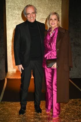 Milan, Milan Women s Fashion Week: Fall Winter 2025 - Women s Fashion, Fall Winter 2025.- Luisa Spagnoli fashion show - guests. in the photo: Simona Ventura, Giovanni Terzi  Copyright: xSimonaxChiocciax xipa-agency.netx xSimonaxChiocciax IPA_Agency_IPA54761813