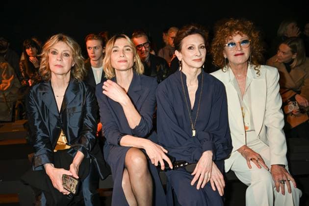 Milan, Milan Women s Fashion Week: Fall Winter 2025 - Women s Fashion, Fall Winter 2025.- Luisa Spagnoli fashion show - guests. in the photo: Margherita Buy, Anna Foglietta, Pia Lanciotti, Fiorella Mannoia  Copyright: xSimonaxChiocciax xipa-agency.netx xSimonaxChiocciax IPA_Agency_IPA54761855