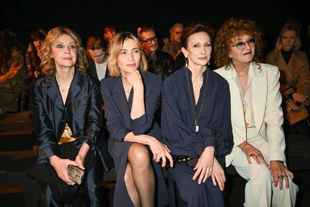 Milan, Milan Women s Fashion Week: Fall Winter 2025 - Women s Fashion, Fall Winter 2025.- Luisa Spagnoli fashion show - guests. in the photo: Margherita Buy, Anna Foglietta, Pia Lanciotti, Fiorella Mannoia  Copyright: xSimonaxChiocciax xipa-agency.netx xSimonaxChiocciax IPA_Agency_IPA54761859