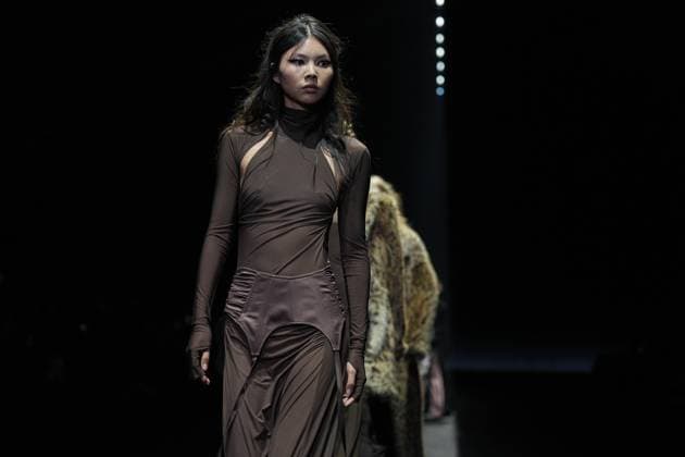 Milan, Milan Women s Fashion Week: Fall Winter 2025 26 - Women s Fashion, Fall Winter 2025 26 - Aniye Records fashion show - catwalk in the photo: Model  Copyright: xRiccardoxGIordanox xipa-agency.netx xRiccardoxGiordanox IPA_Agency_IPA54762304