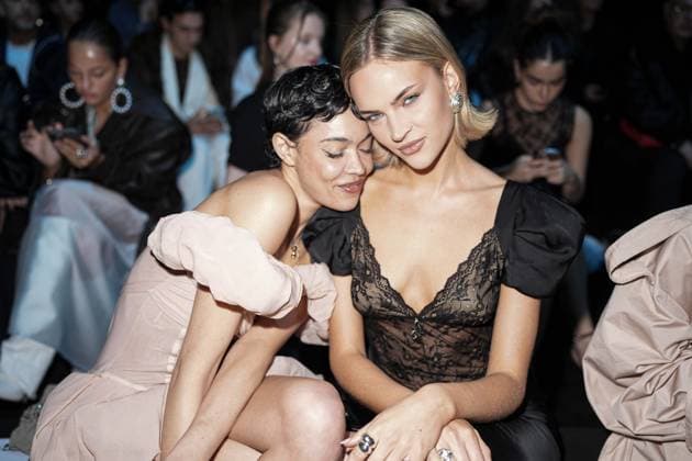 Milan, Milan Women s Fashion Week: Fall Winter 2025 26 - Women s Fashion, Fall Winter 2025 26 - Aniye Records fashion show - front row in the photo: Victoria Stella and Emilia Silberg  Copyright: xRiccardoxGIordanox xipa-agency.netx xRiccardoxGiordanox IPA_Agency_IPA54765564