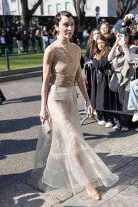MFW - Arani’s Arrivals Mary Leest arrives to Arani’s fashion show during the Milan Fashion Week - Womenswear Fall Winter 2025 2026 on March 2nd, 2025 in Milan, Italy. Photo by Marco Piovanotto ABACAPRESS.COM Milan Italy  Copyright: xPiovanottoxMarco ABACAx