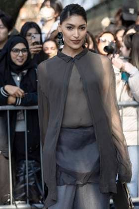 MFW - Arani’s Arrivals Pritika Swarup arrives to Arani’s fashion show during the Milan Fashion Week - Womenswear Fall Winter 2025 2026 on March 2nd, 2025 in Milan, Italy. Photo by Marco Piovanotto ABACAPRESS.COM Milan Italy  Copyright: xPiovanottoxMarco ABACAx