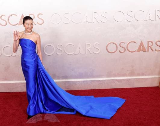 Michelle Yeoh arrives on the red carpet for the 97th Academy Awards in the Hollywood section of Los Angeles on Sunday, March 2, 2025.  LAP20250302854 JOHNxANGELILLO