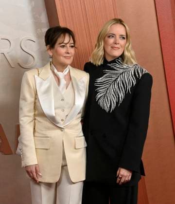(L-R) Lesley Barber and Ornela March arrive on the red carpet for the 97th Academy Awards in the Hollywood section of Los Angeles on Sunday, March 2, 2025.  LAP20250302455 JIMxRUYMEN