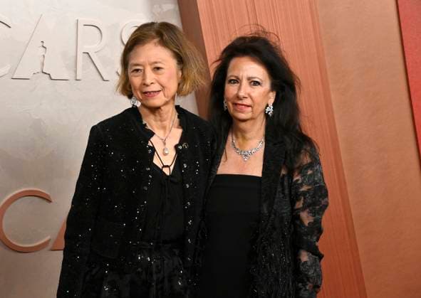 Jinko Gotoh (on the left) arrives on the red carpet for the 97th Academy Awards in the Hollywood section of Los Angeles on Sunday, March 2, 2025.  LAP20250302484 JIMxRUYMEN
