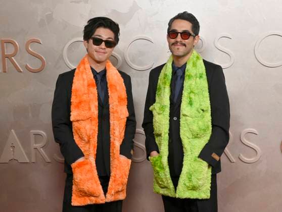 (L-R) Sean Wang and Carlos Lopez Estrada arrive on the red carpet for the 97th Academy Awards in the Hollywood section of Los Angeles on Sunday, March 2, 2025.  LAP20250302491 JIMxRUYMEN