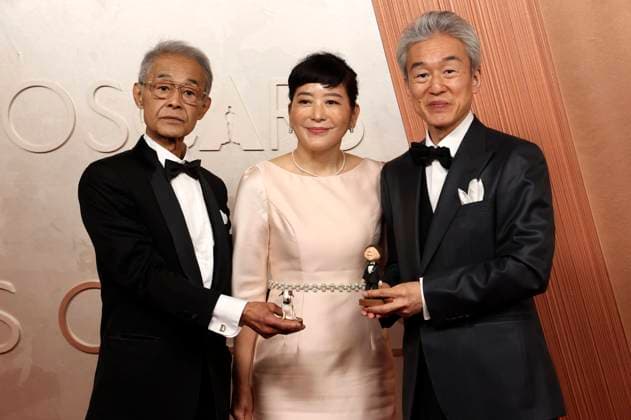 Daisuke Nishio, guest and Takashi Washio at the 2025 97th Annual Academy Awards at the Dolby Theatre Los Angeles, 02 03 2025 Foto:xJ.xBlocx xFuturexImagex oscars_5307