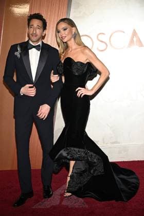 HOLLYWOOD, CA - MARCH 2: Adrien Brody and Georgina Chapman at the 97th Academy Awards on March 2, 2025 at the Dolby Theatre in Hollywood, California. Copyright: xMediaPunchx