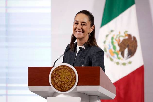 Mexico™s President Claudia Sheinbaum Press Conference Claudia Sheinbaum Pardo, President of Mexico, speaking about Fentanyl seizures at the southwest border during a briefing conference at National Palace. on March 3, 2025 in Mexico City, Mexico. (Photo by Luis Barron Eyepix Group) Copyright: xLuisxBarron xEyepixxGroupx LB_03032025_145471