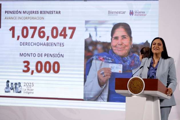 Mexico™s President Claudia Sheinbaum Press Conference Secretary of Welfare, Ariadna Montiel during a briefing conference at National Palace. on March 3, 2025 in Mexico City, Mexico. (Photo by Luis Barron Eyepix Group) Copyright: xLuisxBarron xEyepixxGroupx LB_03032025_145480