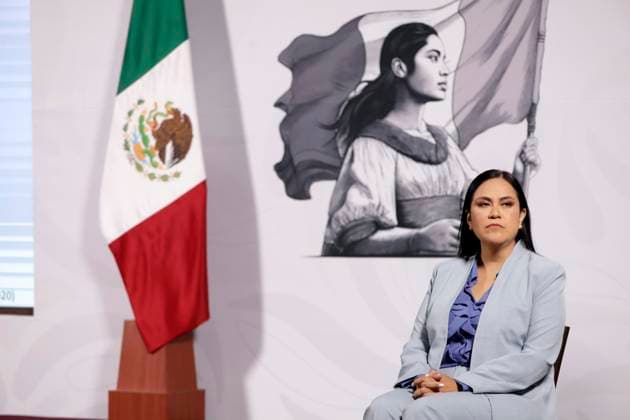 Mexico™s President Claudia Sheinbaum Press Conference Secretary of Welfare, Ariadna Montiel during a briefing conference at National Palace. on March 3, 2025 in Mexico City, Mexico. (Photo by Luis Barron Eyepix Group) Copyright: xLuisxBarron xEyepixxGroupx LB_03032025_145483