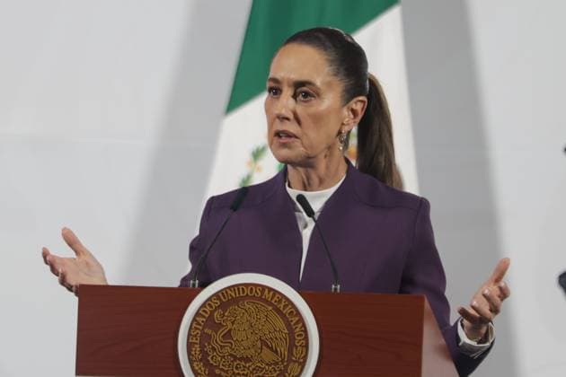 (250304) -- MEXICO CITY, March 4, 2025 -- Mexican President Claudia Sheinbaum speaks during a press conference at the National Palace in Mexico City, Mexico, March 4, 2025. Mexican President Claudia Sheinbaum said on Tuesday that there was no justification for U.S. tariffs on imports from Mexico and her government would respond with tariff and non-tariff measures. Sheinbaum made it clear that following the United States decision to impose tariffs on Mexico, under no circumstances will any form of subordination or interventionism be allowed. (Photo by Xinhua) MEXICO-MEXICO CITY-PRESIDENT-TARIFF-PRESS CONFERENCE FranciscoxCanedo 