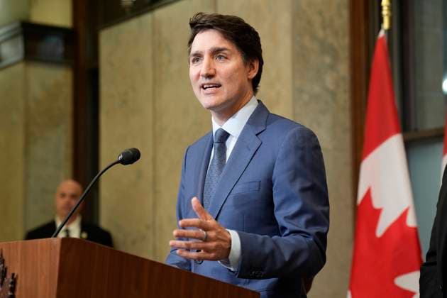 March 4, 2025, Ottawa, On, Canada: Prime Minister Justin Trudeau holds a news conference on imposed U.S. tariffs in Ottawa on Tuesday, March 4, 2025. Ottawa Canada  - ZUMAc35_ 20250304_zaf_c35_019 Copyright: xAdrianxWyldx
