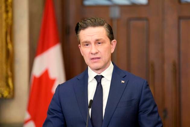 March 4, 2025, Ottawa, On, Canada: Conservative Leader Pierre Poilievre holds a news conference in Ottawa on Tuesday, March 4, 2025. Ottawa Canada  - ZUMAc35_ 20250304_zaf_c35_047 Copyright: xAdrianxWyldx