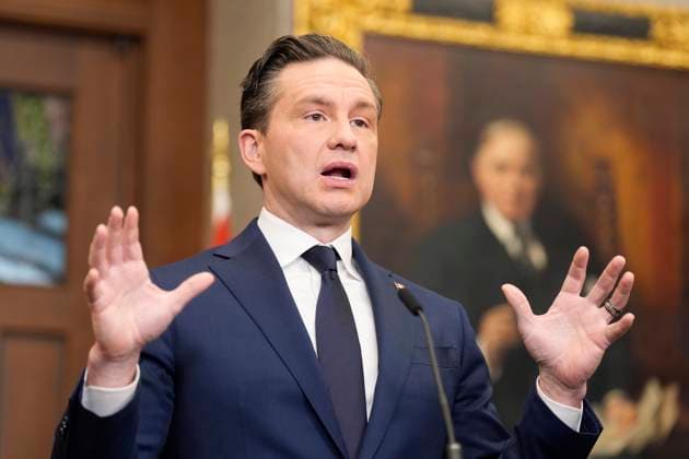 March 4, 2025, Ottawa, On, Canada: p>Conservative Leader Pierre Poilievre holds a news conference in Ottawa on Tuesday, March 4, 2025. Ottawa Canada  - ZUMAc35_ 20250304_zaf_c35_054 Copyright: xAdrianxWyldx