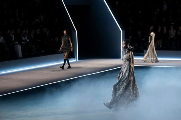PFW - Dior Runway Models present creations by Dior for the Womenswear Ready-to-wear Fall-Winter 2025 2026 collection as part of the Paris Fashion Week, in Paris on March 4, 2025. Photo by Eliot Blondet ABACAPRESS.COM Paris France  Copyright: xBlondetxEliot ABACAx