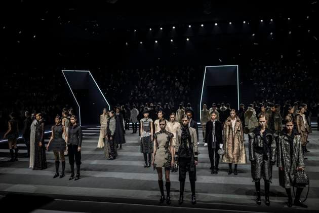 PFW - Dior Runway Models present creations by Dior for the Womenswear Ready-to-wear Fall-Winter 2025 2026 collection as part of the Paris Fashion Week, in Paris on March 4, 2025. Photo by Eliot Blondet ABACAPRESS.COM Paris France  Copyright: xBlondetxEliot ABACAx