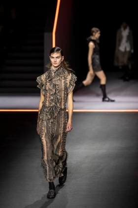 PFW - Dior Runway Models present creations by Dior for the Womenswear Ready-to-wear Fall-Winter 2025 2026 collection as part of the Paris Fashion Week, in Paris on March 4, 2025. Photo by Eliot Blondet ABACAPRESS.COM Paris France  Copyright: xBlondetxEliot ABACAx
