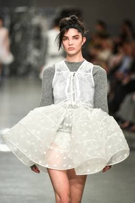 PFW - Cecilie Bahnsen Runway A model walks the runway for a collection by Cecilie Bahnsen as part of Paris Fashion Week at the Palais de Tokyo in Paris, on March 5, 2025. Photo by Firas Abdullah ABACAPRESS.COM Paris Ile-de-France France  Copyright: xAbdullahxFiras ABACAx