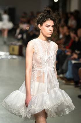 PFW - Cecilie Bahnsen Runway A model walks the runway for a collection by Cecilie Bahnsen as part of Paris Fashion Week at the Palais de Tokyo in Paris, on March 5, 2025. Photo by Firas Abdullah ABACAPRESS.COM Paris Ile-de-France France  Copyright: xAbdullahxFiras ABACAx