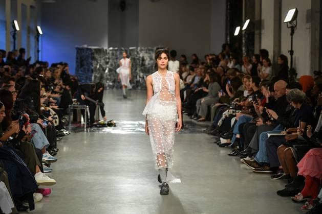 PFW - Cecilie Bahnsen Runway A model walks the runway for a collection by Cecilie Bahnsen as part of Paris Fashion Week at the Palais de Tokyo in Paris, on March 5, 2025. Photo by Firas Abdullah ABACAPRESS.COM Paris Ile-de-France France  Copyright: xAbdullahxFiras ABACAx