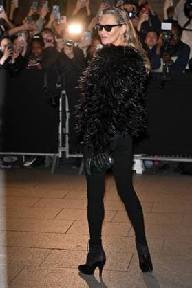 PFW Tom Ford Outside Arrivals Kate Moss arriving at Tom Ford show during Paris Fashion Week in Paris, France on March 5, 2025. Photo by Julien Reynaud APS-Medias ABACAPRESS.COM Paris France  Copyright: xReynaudxJulien APS-Medias ABACAx