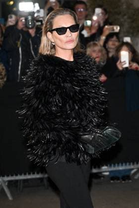 PFW Tom Ford Outside Arrivals Kate Moss arriving at Tom Ford show during Paris Fashion Week in Paris, France on March 5, 2025. Photo by Julien Reynaud APS-Medias ABACAPRESS.COM Paris France  Copyright: xReynaudxJulien APS-Medias ABACAx